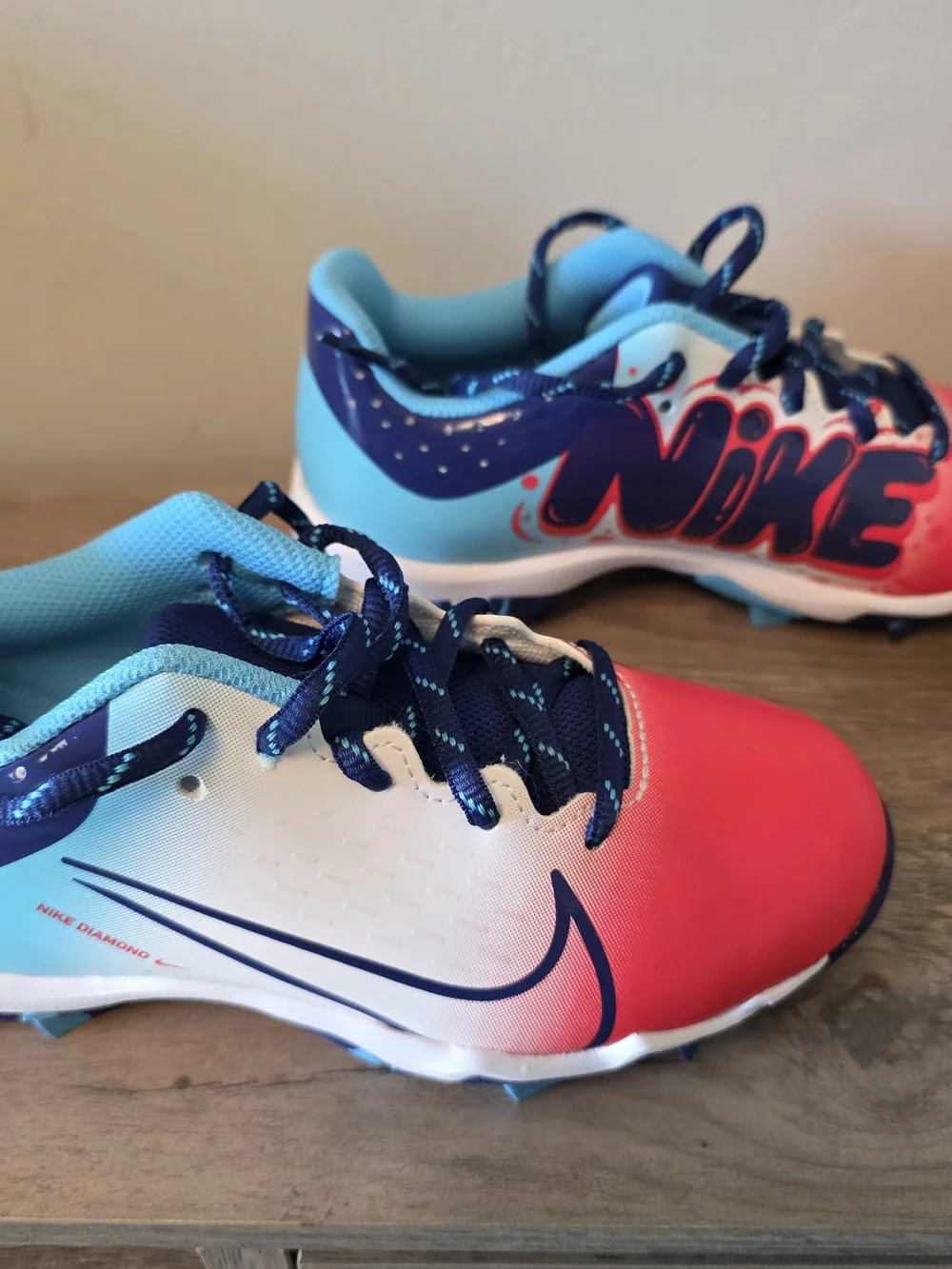 BRAND NEW Nike Kids Turf/Cleat Athletic Shoes - Pink, Blue, White
